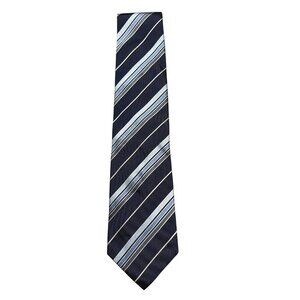 Mens Giogio Armani Blue Striped‎ Silk Tie